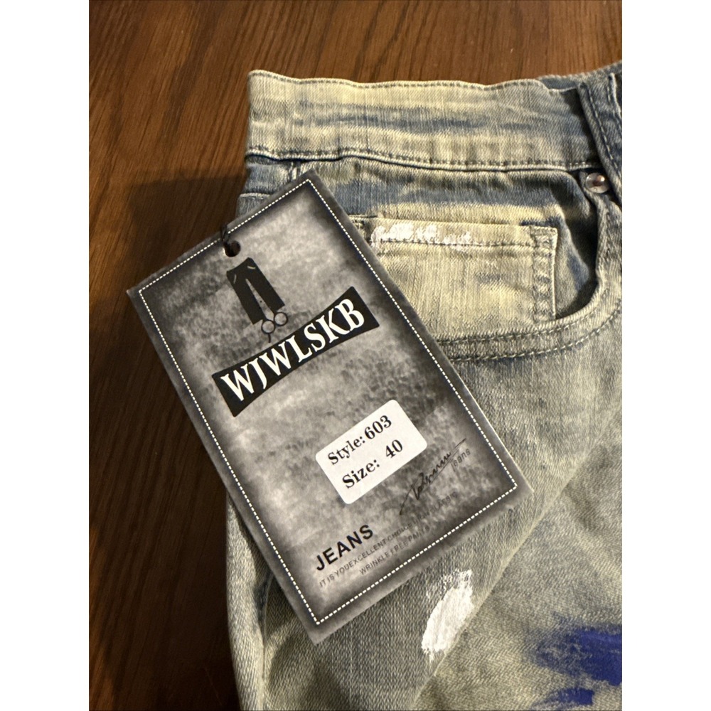 WJWLSKB Men's jeans with splash paint Fit Stretch Cargo Denim Jeans‎ - 40 X 31